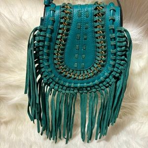 Aimee Kestenberg RARE Teal Genny Fringe Crossbody Bag